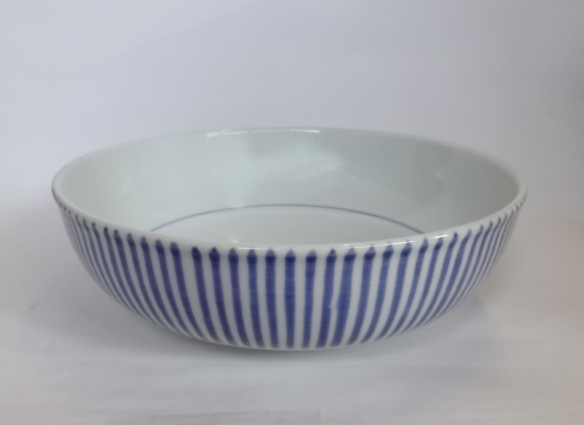 藍九谷 染付蓋付飯茶碗 5客セット 京焼 十草手