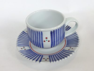 丸型コーヒー碗皿　十草三つ紋