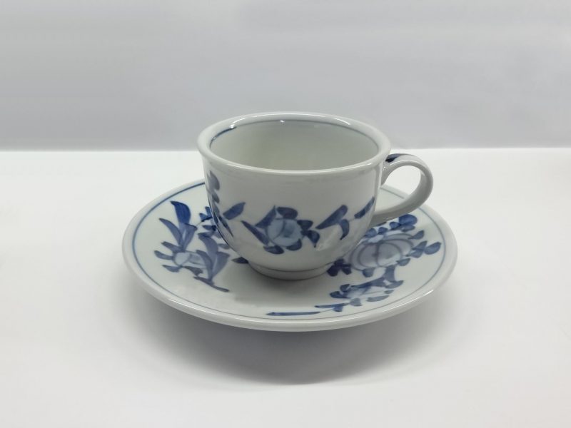 反りコーヒー碗皿　風船花