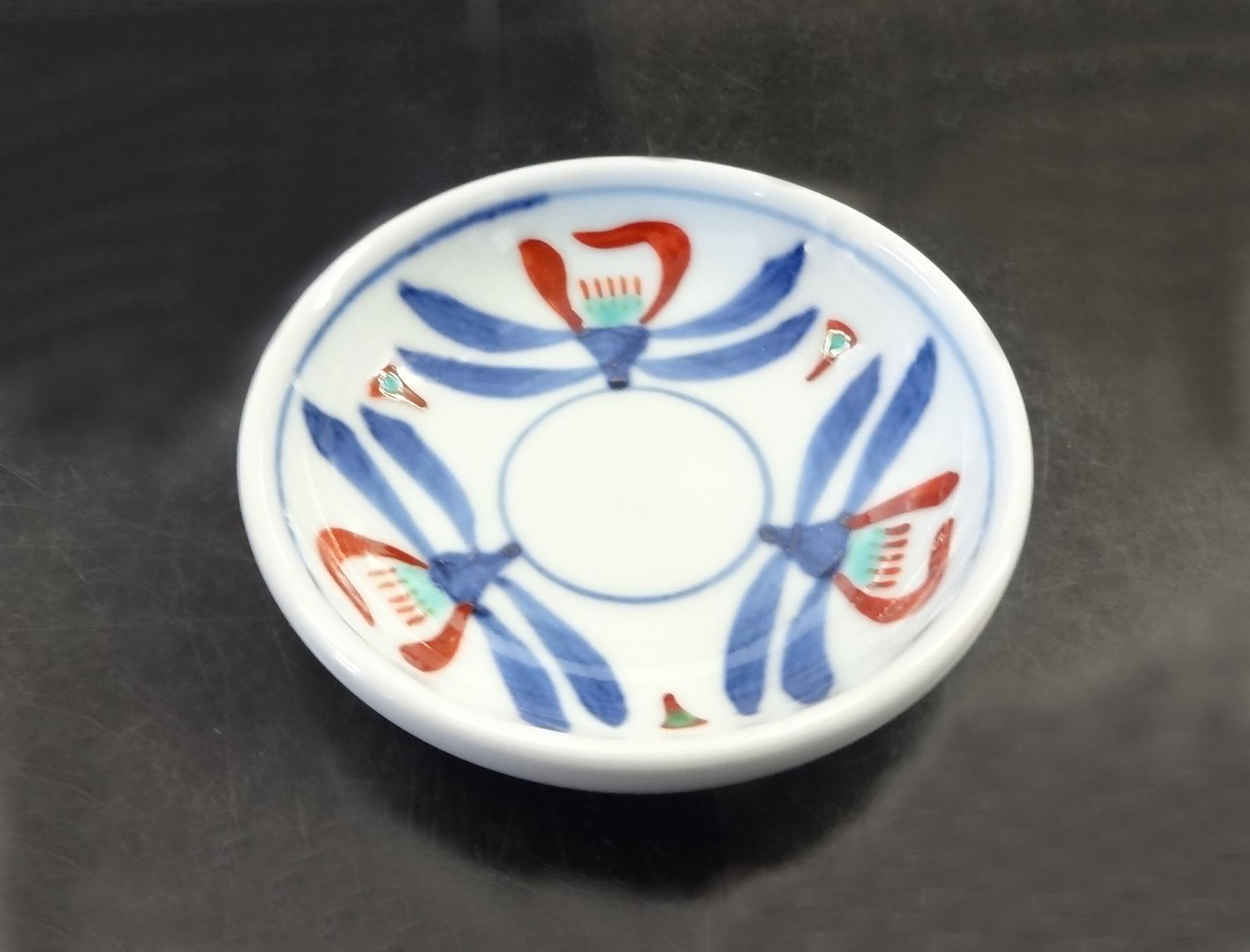 3.5寸蕪型丸皿 赤花とんぼ | 砥部焼 梅山窯