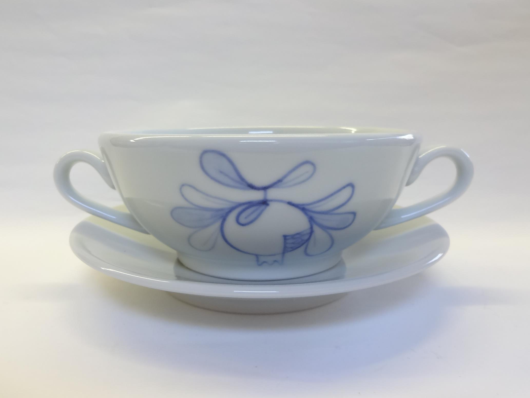 【新品】【6客セット】両耳スープカップ｜梅山窯、砥部焼 両耳スープカップ碗皿 ざくろ | 砥部焼 梅山窯