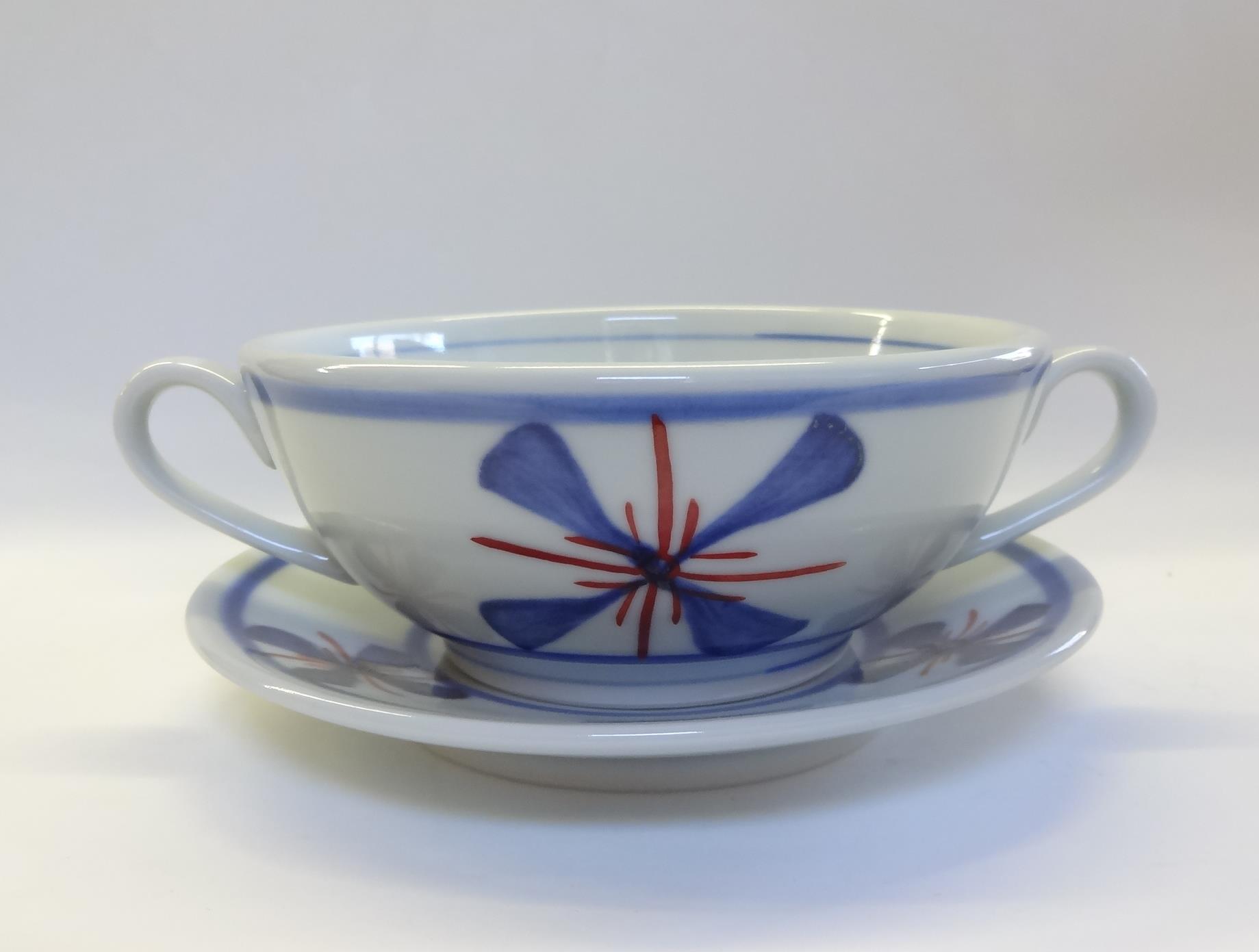 両耳スープカップ碗皿 四弁花 | 砥部焼 梅山窯