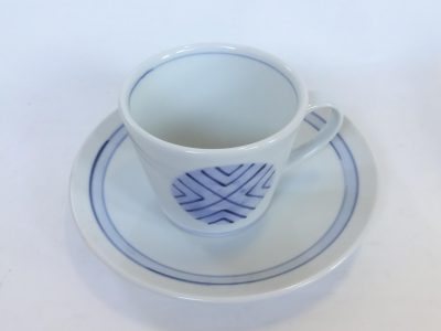 そば猪口型コーヒー碗皿　呉須丸紋